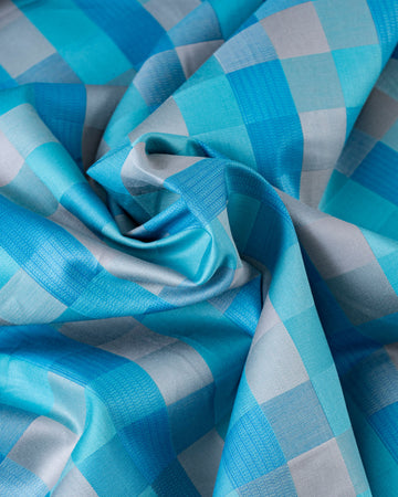 Donear Turquoise Check Shirting Fabric