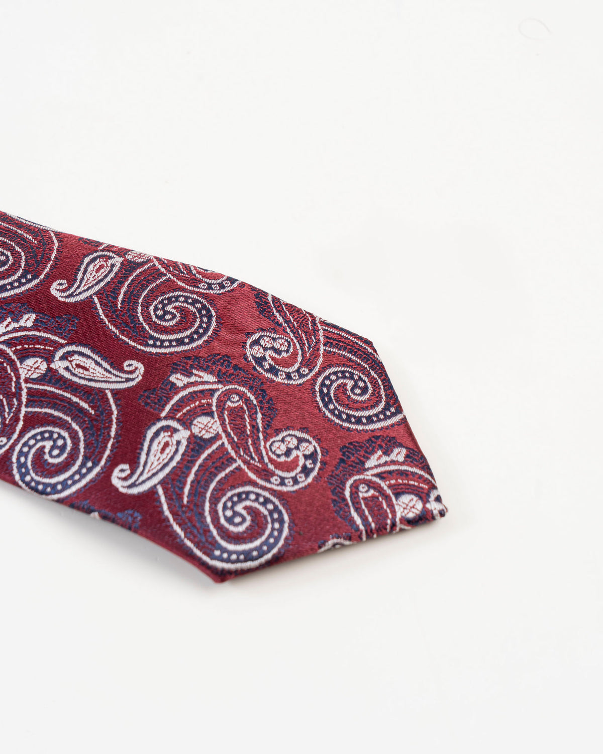 Burgundy paisley tie set with matching pocket square cufflinks and gift box