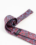 Maroon paisley tie with detailed paisley pattern