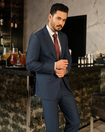 Elandor Teal Blue Premium Suiting Fabric