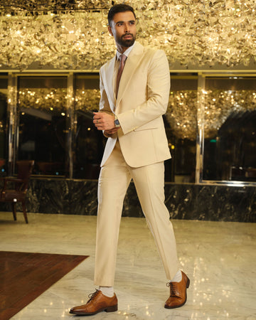 Elandor Cream Premium Suiting Fabric