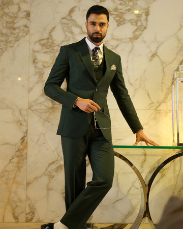 Elandor Forest Green Premium Suiting Fabric